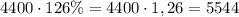 4400\cdot126\%=4400\cdot1,26=5544