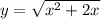 y= \sqrt{x^2+2x} 
