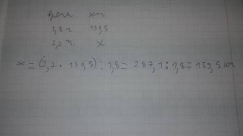 Мотоциклист за 1,8 часа проехал 130.5 он проедет за 2.2 часа ,если средняя скорость не подробно)