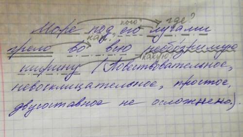 Море под его лучами грело во всю необозримую ширину. синтаксический разбор полностью. ​