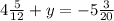 4\frac{5}{12}+y=-5\frac{3}{20}