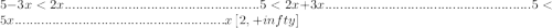 5-3x<2x 
....................................................5<2x+3x
....................................................... 5<5x ........................................................
x\left[2, +infty ]