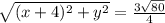 \sqrt{(x+4)^2+y^2}=\frac{3\sqrt{80}}{4}\\
