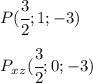 P( \cfrac{3}{2}; 1; -3) 
\\\\
P_x_z( \cfrac{3}{2}; 0; -3) 
