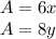 A=6x\\
A=8y\\

