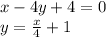 x-4y+4=0\\
y=\frac{x}{4}+1\\
