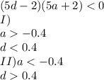 (5d-2)(5a+2)<0\\
I)\\
a-0.4\\
d<0.4\\
II)a<-0.4\\
 d0.4