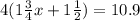 4(1 \frac{3}{4}x+1 \frac{1}{2} )=10.9

