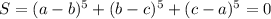 S=(a-b)^5+(b-c)^5+(c-a)^5=0\\
