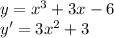 y=x^3+3x-6\\
y'=3x^2+3