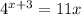 4^{x+3}=11x\\

