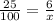 \frac{25}{100} = \frac{6}{x}