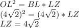 OL^2=BL*LZ\\
(4\sqrt{2})^2=(4\sqrt{2})*LZ\\
LZ=4\sqrt{2}