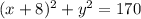 (x+8)^2+y^2=170