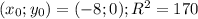 (x_0;y_0)=(-8;0);R^2=170