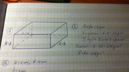 А)у прямоугольного параллелепипеда длина равна 5 см, ширина -3 см, высота- 2 см. начертите все разли