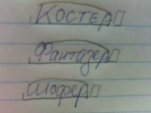 Разобрать слова костер, фантазер и шофер по составу