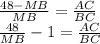 \frac{48-MB}{MB}=\frac{AC}{BC}\\
\frac{48}{MB}-1=\frac{AC}{BC}

