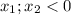 x_{1};x_{2}<0\\
