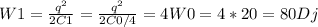 W1= \frac{q ^{2} }{2C1} = \frac{q ^{2} }{2C0/4} =4W0=4*20=80Dj