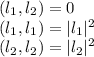 (l_1,l_2)=0\\
(l_1,l_1)=|l_1|^2\\
(l_2,l_2)=|l_2|^2
