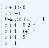 Log0,2(x+4)=-1логарифмическое уравнение