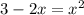 3-2x = x^{2} 
