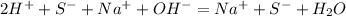 2H ^{+} + S^{-} + Na^{+} + OH^{-} = Na^{+} + S^{-} + H _{2}O
