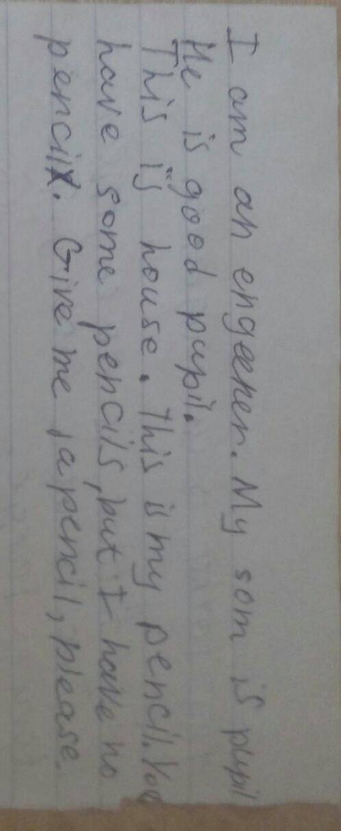 Вставьте артикль, где необходимоmy father is engineer. he works at factory. factory islarge. 4. my m
