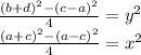 \frac{(b+d)^2-(c-a)^2}{4}=y^2\\
\frac{(a+c)^2-(a-c)^2}{4}=x^2\\\\ 

