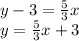 y-3=\frac53x\\
y=\frac53x+3