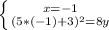 \left \{ {{x=-1} \atop {(5*(-1)+3)^2=8y}} \right.