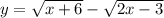 y=\sqrt{x+6}-\sqrt{2x-3}