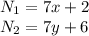 N_{1}=7x+2\\
N_{2}=7y+6