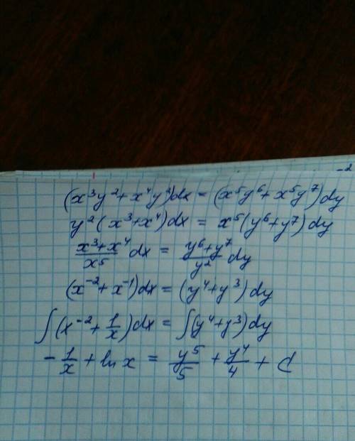 69б с решением уравнения.. найти общий интеграл уравнения с разделяющимися переменными.