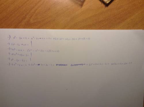 Разложите на множители . x^2-7x+12 5x^2-5x-10 4x^2-144 10x^2+29x-3 x^2-2x-63 6x^2+5x-4 17x^2-425 5x^