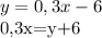 y=0,3x-6

0,3x=y+6