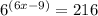 6^{(6x-9)} = 216