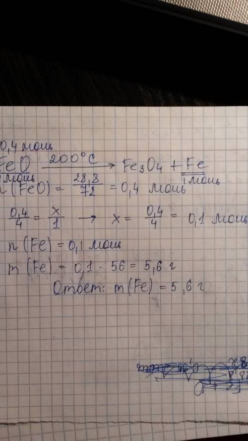 Рассчитайте массу металла который можно получить из 28.8 г оксида железа решите у меня не получается