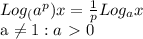 Log_({a^p})x= \frac{1}{p}Log_ax

a \neq 1: a\ \textgreater \ 0
