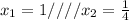 x_{1} =1//// x_{2} = \frac{1}{4}