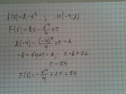 Для данной функции f(x) найти первообразную f(x), график которой проходит через данную точку m, если