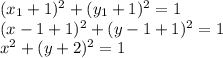 (x_1+1)^2+(y_1+1)^2=1\\
(x-1+1)^2+(y-1+1)^2=1\\
x^2+(y+2)^2=1
