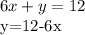 6x+y=12

y=12-6x