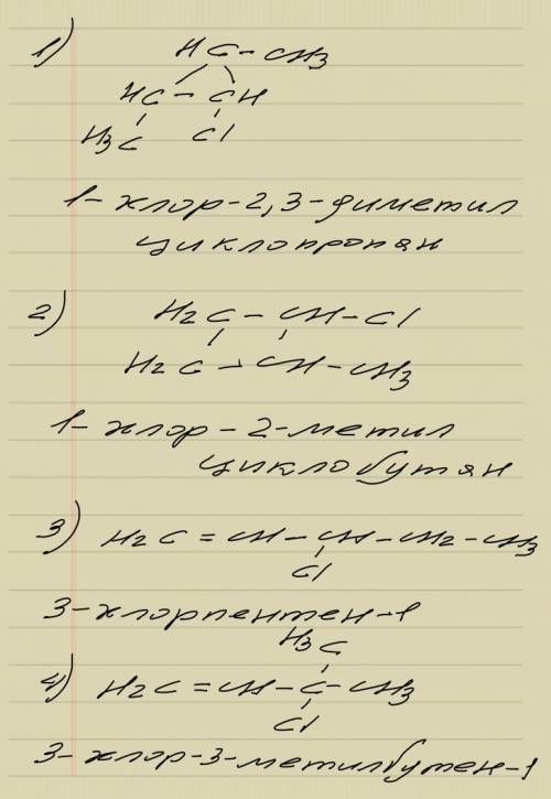 Скласти ізомери сполуки c5h9cl і дати назву , !