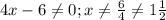 4x-6 \neq 0; x \neq \frac{6}{4} \neq 1 \frac{1}{2} 

