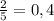 \frac{2}{5} =0,4
