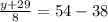 \frac{y+29}{8}=54-38

