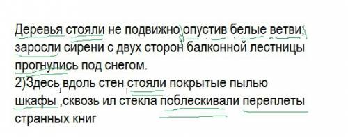 Подчеркнуть грамматическую основу и выделить оборот(если есть) 1)деревья стояли не подвижно опустив