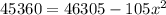 45360=46305-105x^2
